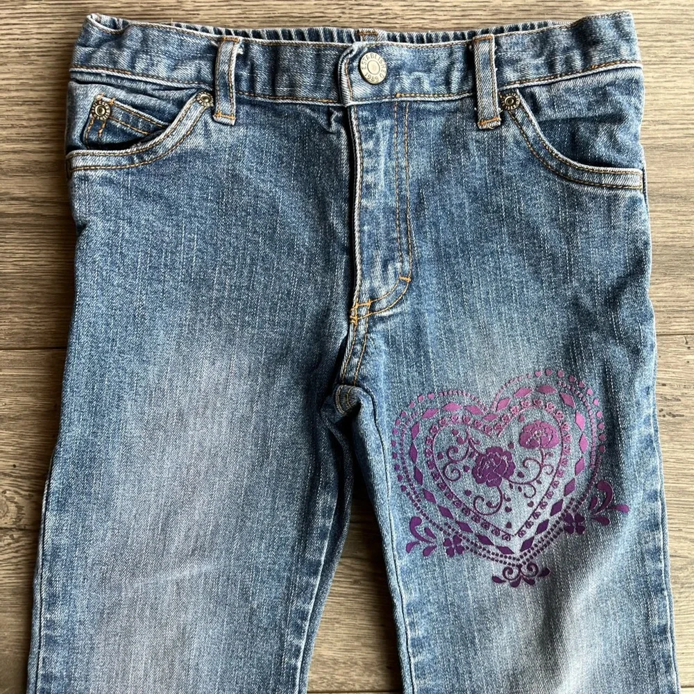 The Children’s Place Toddler Girl Bootcut Medium Wash Denim Jeans Glitter Heart